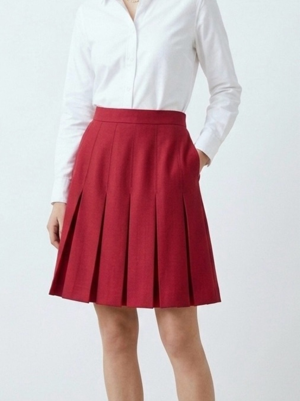 Talbots Vintage Wool Pleated Skirt Red 6 Modern Prep Old Money